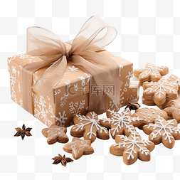 圣诞节概念与手工饼干和礼品盒