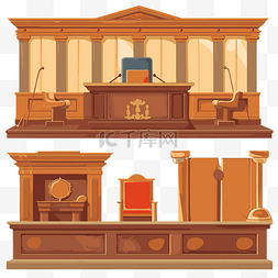 卡通风格字体图片_法庭剪贴画，由卡通风格的旧法庭