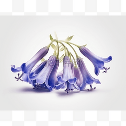 在白色背景上的蓝色 harebell 花