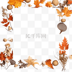 秋天图片_秋天的方形框架与蘑菇