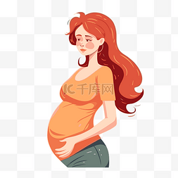 孕妇剪贴画 怀孕女孩与红头发隔