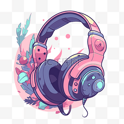 藤蔓背景图片_游戏耳机剪贴画粉红色耳机与粉红