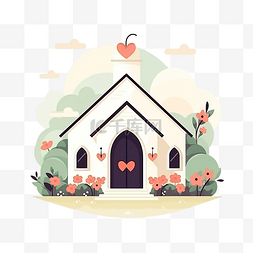 简约风格的婚礼教堂插图
