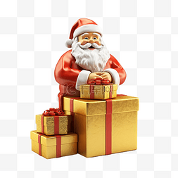 圣诞老人在金色礼品盒隔离网站海