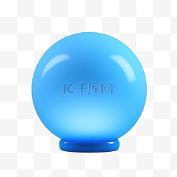 3d 渲染孤立的蓝色球灯