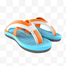 蓝色的拖鞋图片_拖鞋凉鞋旅行 3d 插图