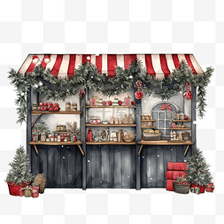 優惠價图片_圣诞商店展示冬季插图与黑板
