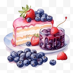 可口草莓图片_草莓和蓝莓葡萄奶酪蛋糕甜点和食