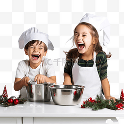 嬉戏孩子图片_兄弟姐妹正在厨房做饭嬉戏