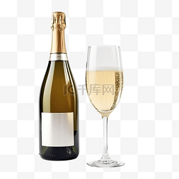 白色软木图片_一瓶和一杯冰镇香槟