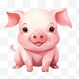猪图片_可爱的粉红猪插画