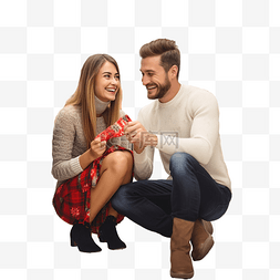 幸福的夫妇图片_幸福的夫妇在超市选择圣诞袜作为