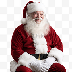 快乐的圣诞老人坐在圣诞树附近的