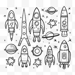 太空火箭涂鸦太空战争线条艺术