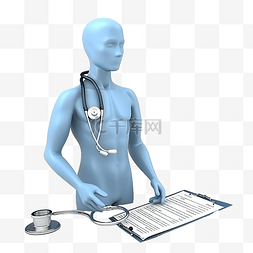 3d 听诊器和蓝色背景健康检查概念