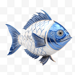 从透视角度看蓝色金属鱼幸运饰品