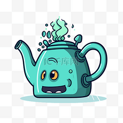 茶壶里的水壶剪贴画卡通人物，上