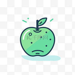 一个带有绿色线条艺术的苹果 向