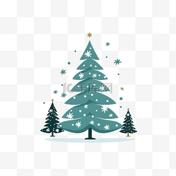 简约风格的圣诞树和雪图
