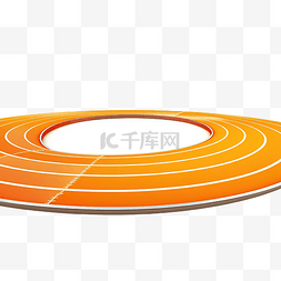 橙色跑道 3D 插图与空运动跑道切