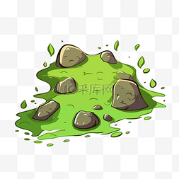 脚步线稿图片_脚步剪贴画卡通草和岩石在绿色的