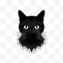 动物轮廓图案图片_黑色蜘蛛网剪影头猫