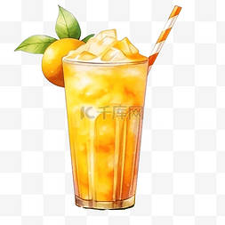 冰芒果汁水彩芒果菜单