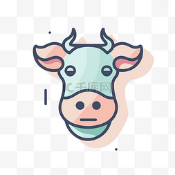 牛的脸是白色的线性风格 向量