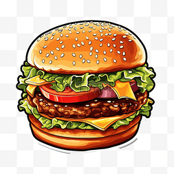 肉包子图片_汉堡食品贴纸 PNG