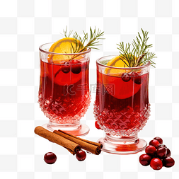 红酒图片_圣诞树枝附近的蔓越莓饮料杯和肉