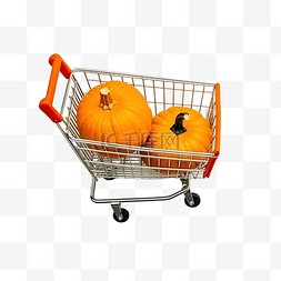 橙色南瓜的杂货推车