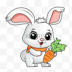 动物轮廓卡通图片_可爱的卡通玩具软兔子，手里拿着