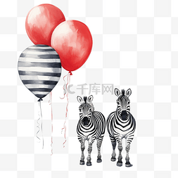 斑马气球图片_斑马和气球