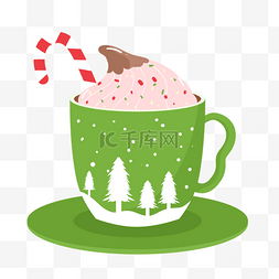 奶茶顶图片_绿色雪顶冰淇淋咖啡