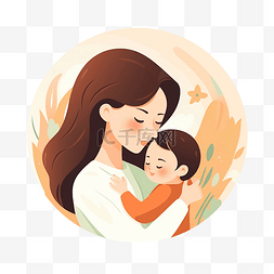爱一起图片_母亲抱着孩子的插画 母子关系的