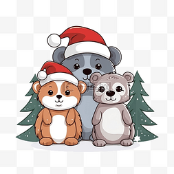 圣诞快乐季节设计中的动物卡通