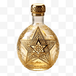 带有犹太星的金色瓶子
