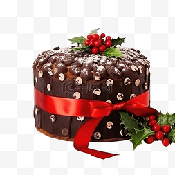 圣诞巧克力潘妮托尼蛋糕，木桌复