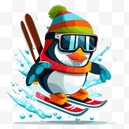 企鹅滑雪 向量