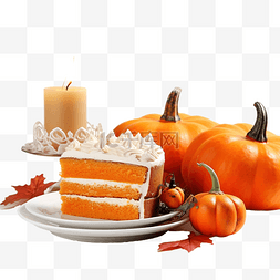 十月一蛋糕图片_秋季万圣节感恩节组合物，白盘上