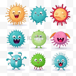 病毒和细菌可爱的卡通人物