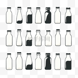 最小风格的牛奶瓶和瓶盖插图