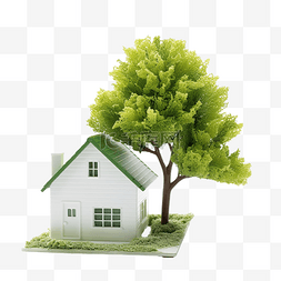 街道图片_有树的绿色房子