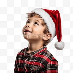 戴着圣诞帽庆祝圣诞节的小男孩孤