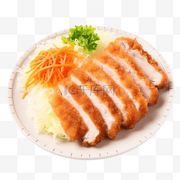 日本料理水彩图片_炸猪排 日本料理