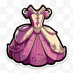 卡通公主裙设计图片_迪士尼公主裙贴纸 向量