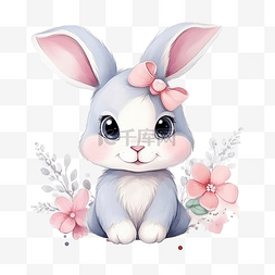 白色的玩具兔子图片_可愛的兔子插畫