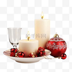 圣诞节主题活动图片_特写圣诞节日餐桌布置，配有餐具