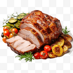家庭蔬菜图片_感恩节美味可口的烤肉猪肉配蔬菜