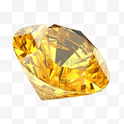 3d 渲染孤立的黄色钻石